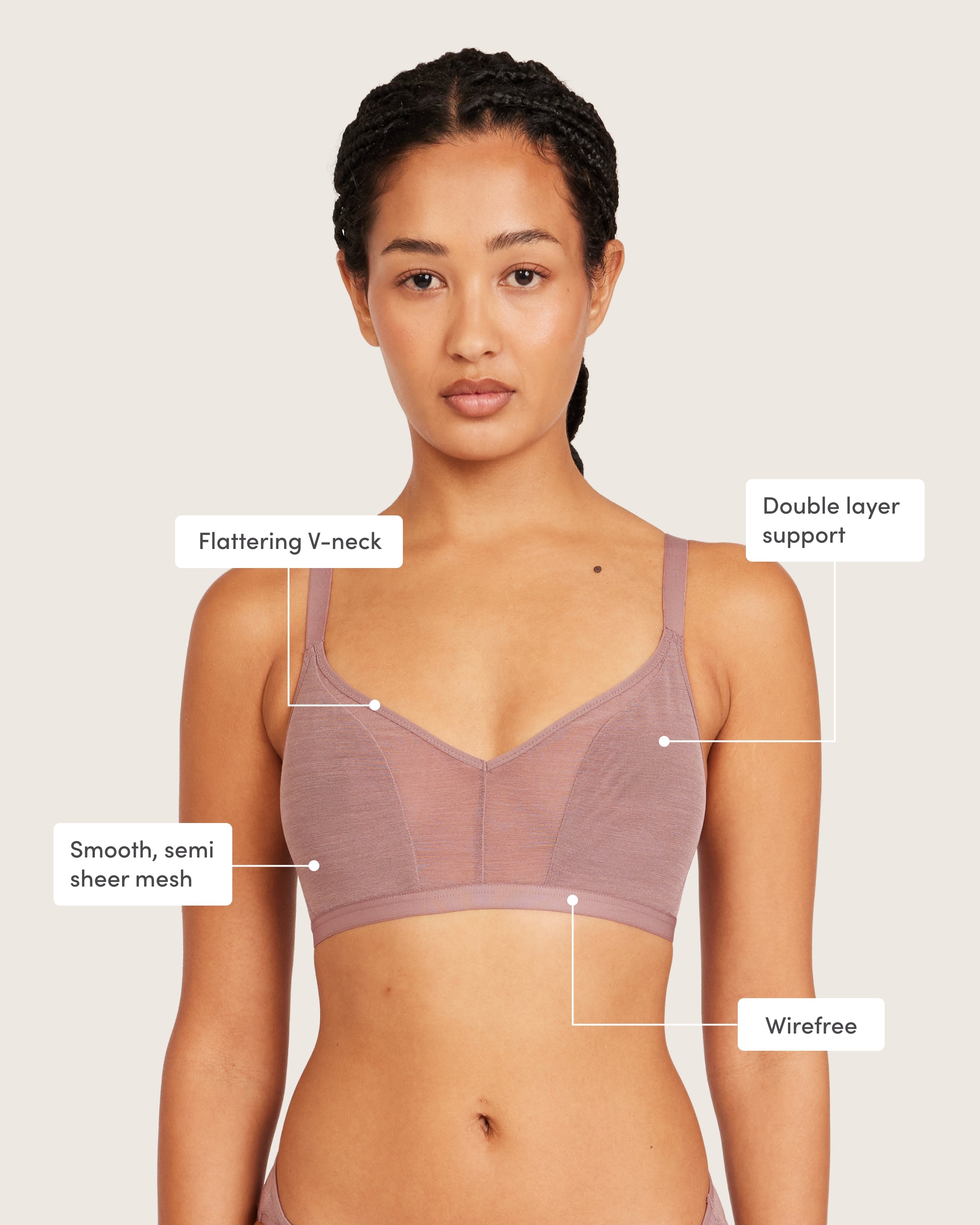 Bamboo FreeMesh Crop Bralette in Mauve – Boody US