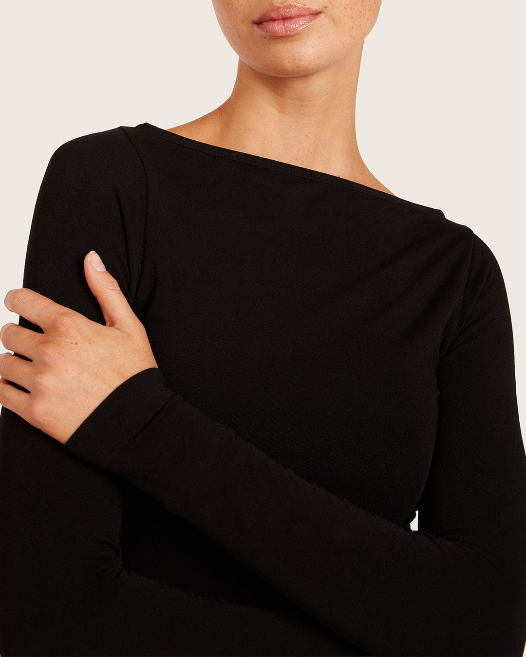 Base Layer Boatneck Long Sleeve Top - Black