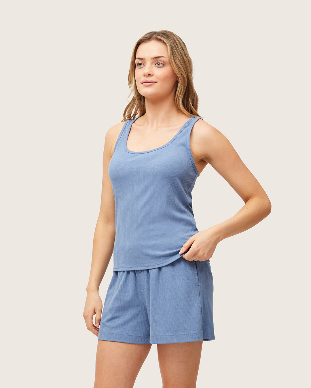 Organic Cotton & Bamboo Lounge Tank Top in Steel Blue – Boody US