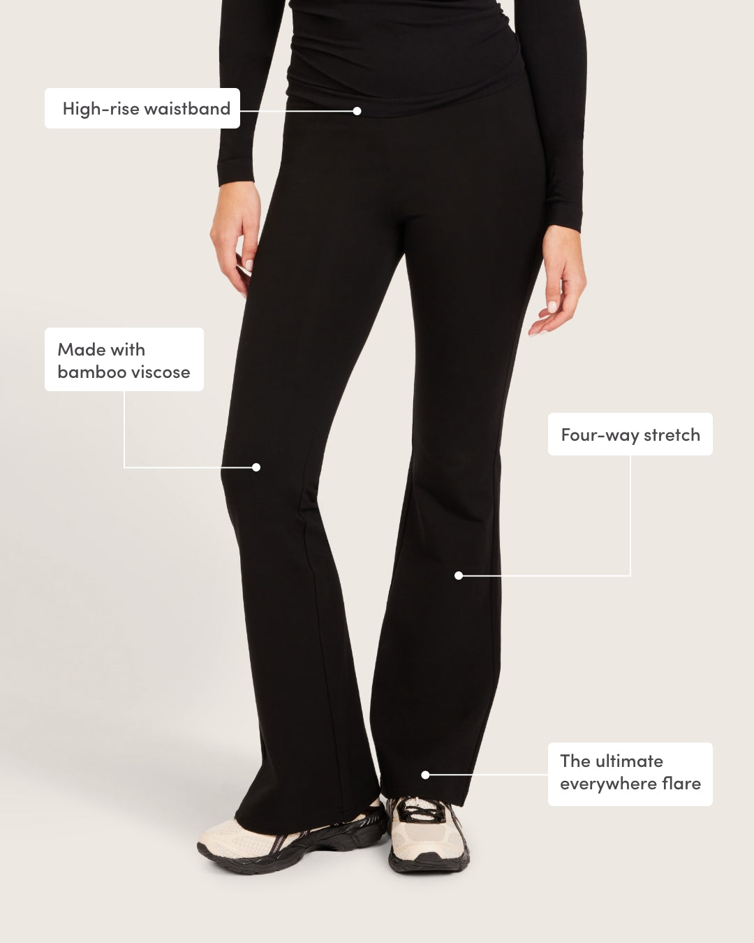 High Waist Flare Pants - Regular  - Black