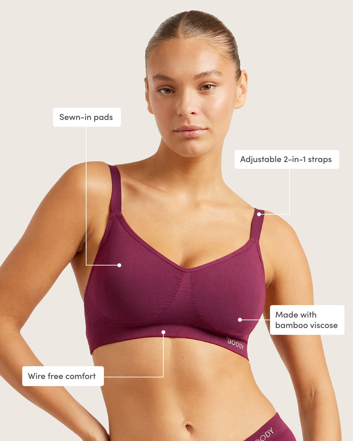 Wireless Full Bust T-Shirt Bra - BCAM Dark Pink