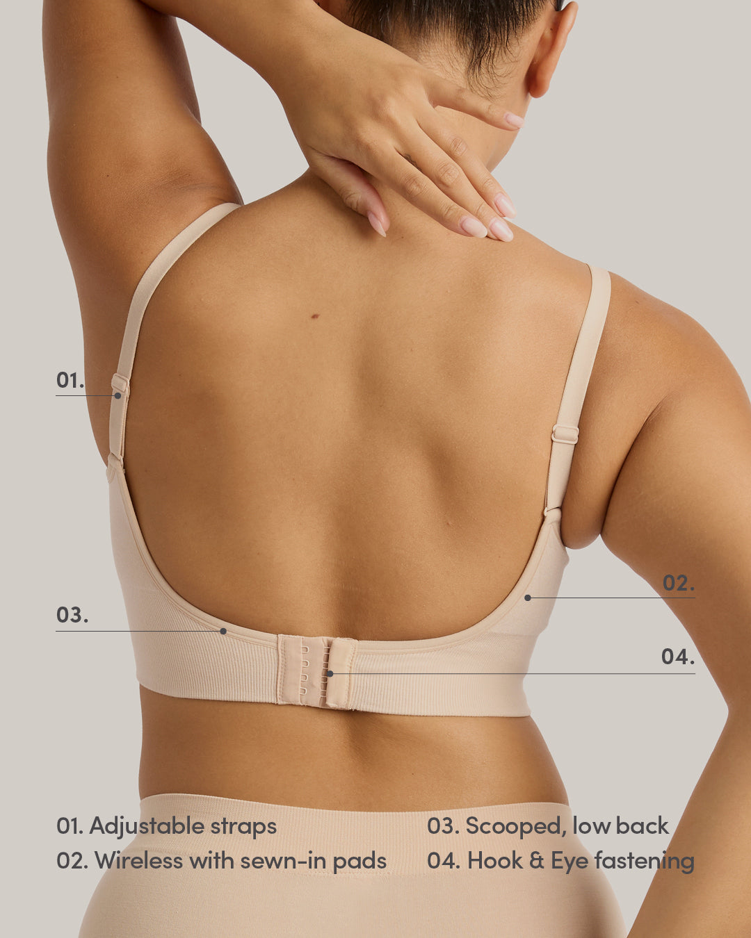 bra for backless dress dd cup Wireless Low Back Bamboo in Shell – Boody US finally wearing that hot Web Collection: Bridesmaid Padding is up to Size:US 14 / UK 18 / EU 44