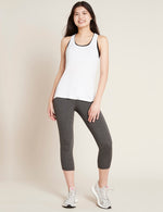 Boody Bamboo Active Blended High-Waisted 3/4 Leggings with Pockets in Dark Grey Front View