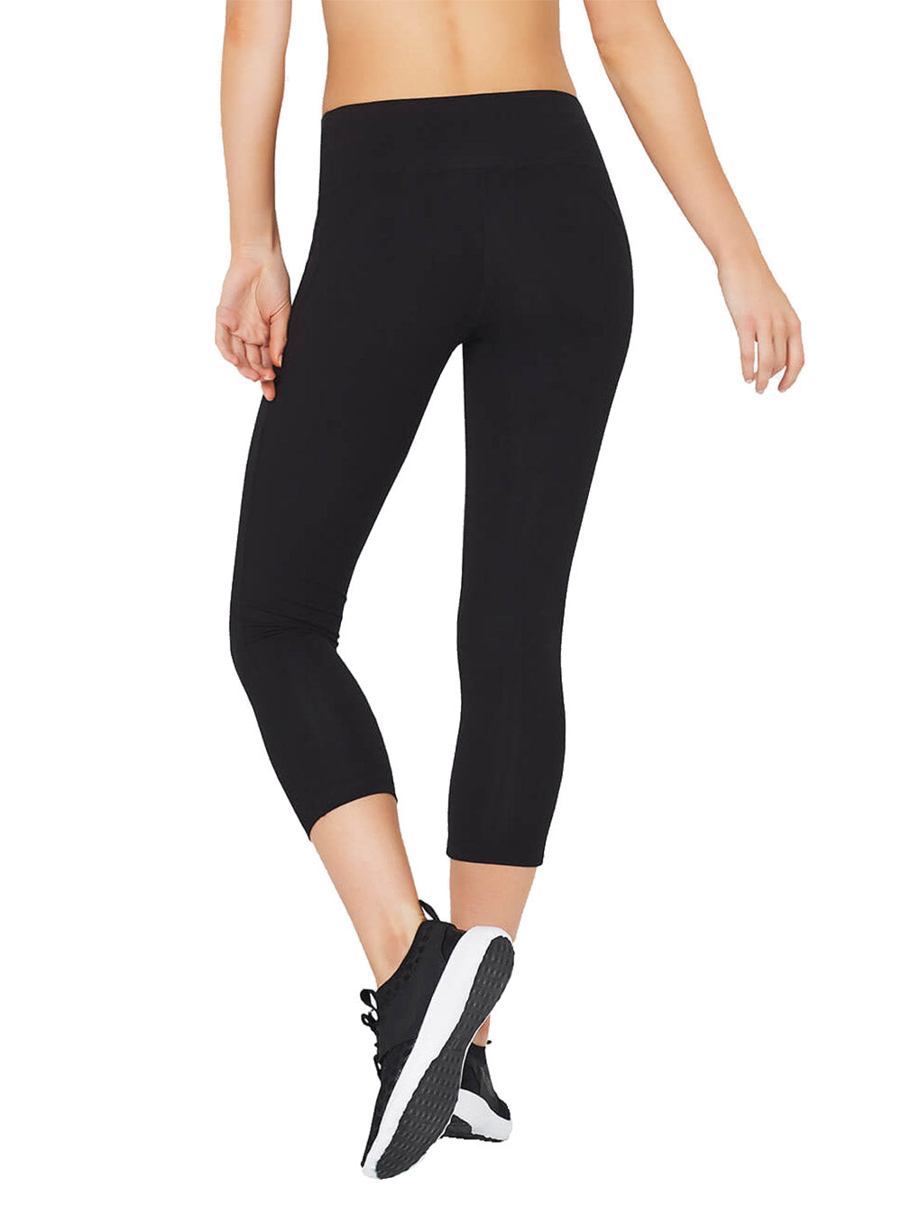 Boody Bamboo 3/4 Active Exercise Leggings Womens in Black Rear View