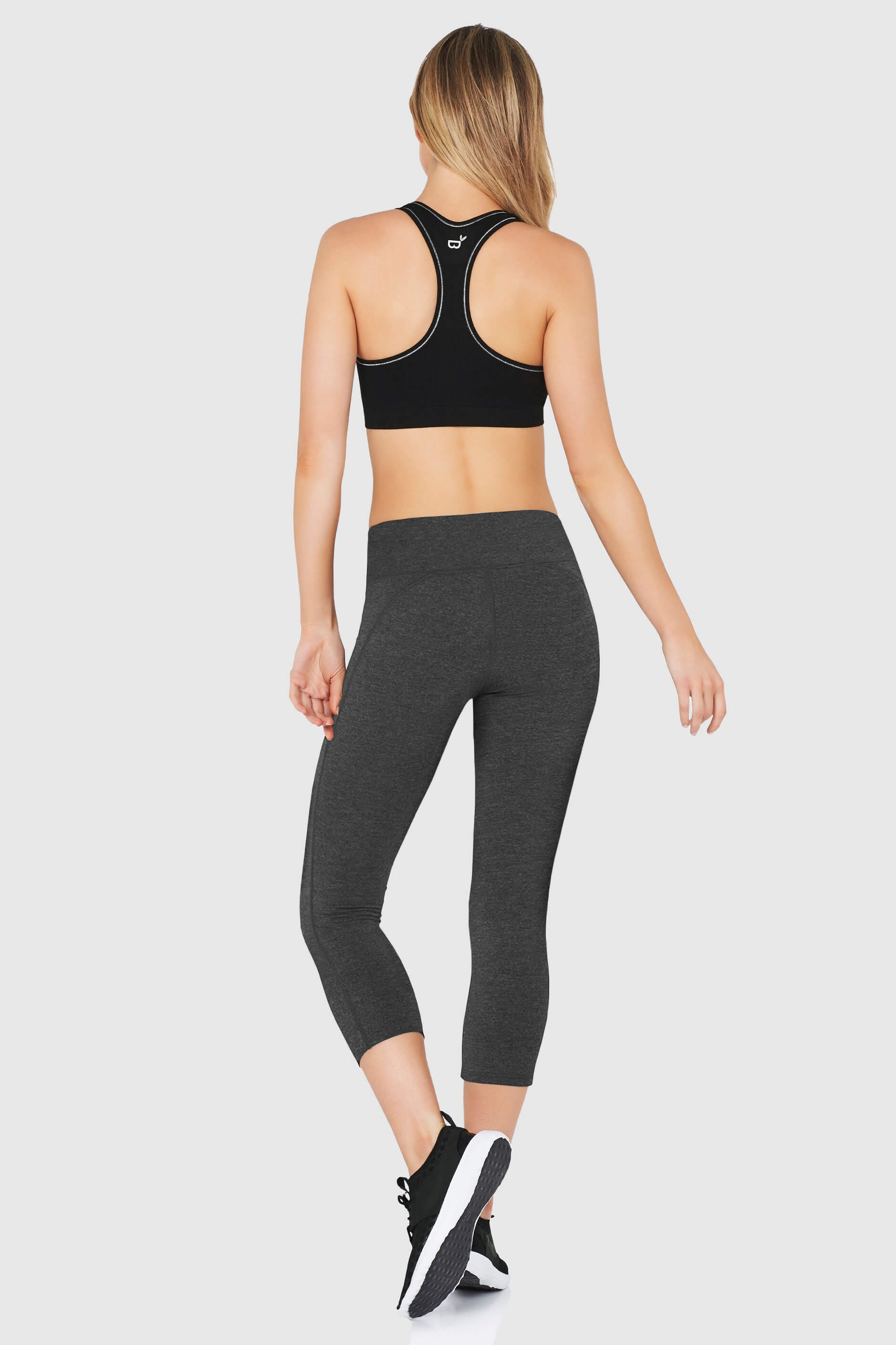 Boody Bamboo 3/4 Active Exercise Leggings Womens in Dark Grey Rear View