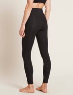 Boody Bamboo Organic Cotton Active Blended High-Waisted Full Leggings with Pocket in Black Rear View
