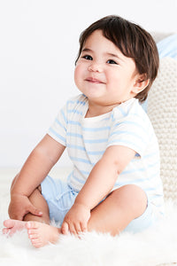 Boody Bamboo Baby Striped Shirt in Chalk and Blue