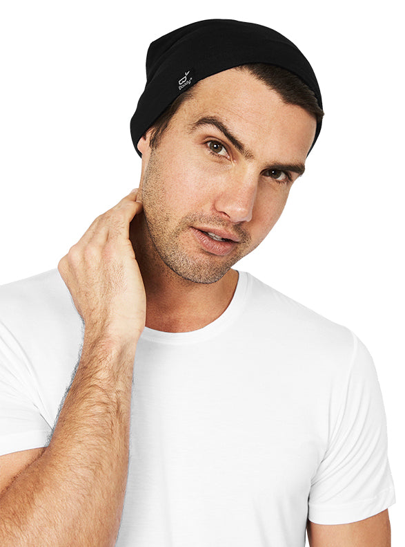 Boody Bamboo Beanie on a Male in Black Front View
