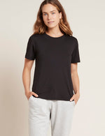 Boody Bamboo Boyfriend T-Shirt Womens Loose Fitting Tee in Black Front View