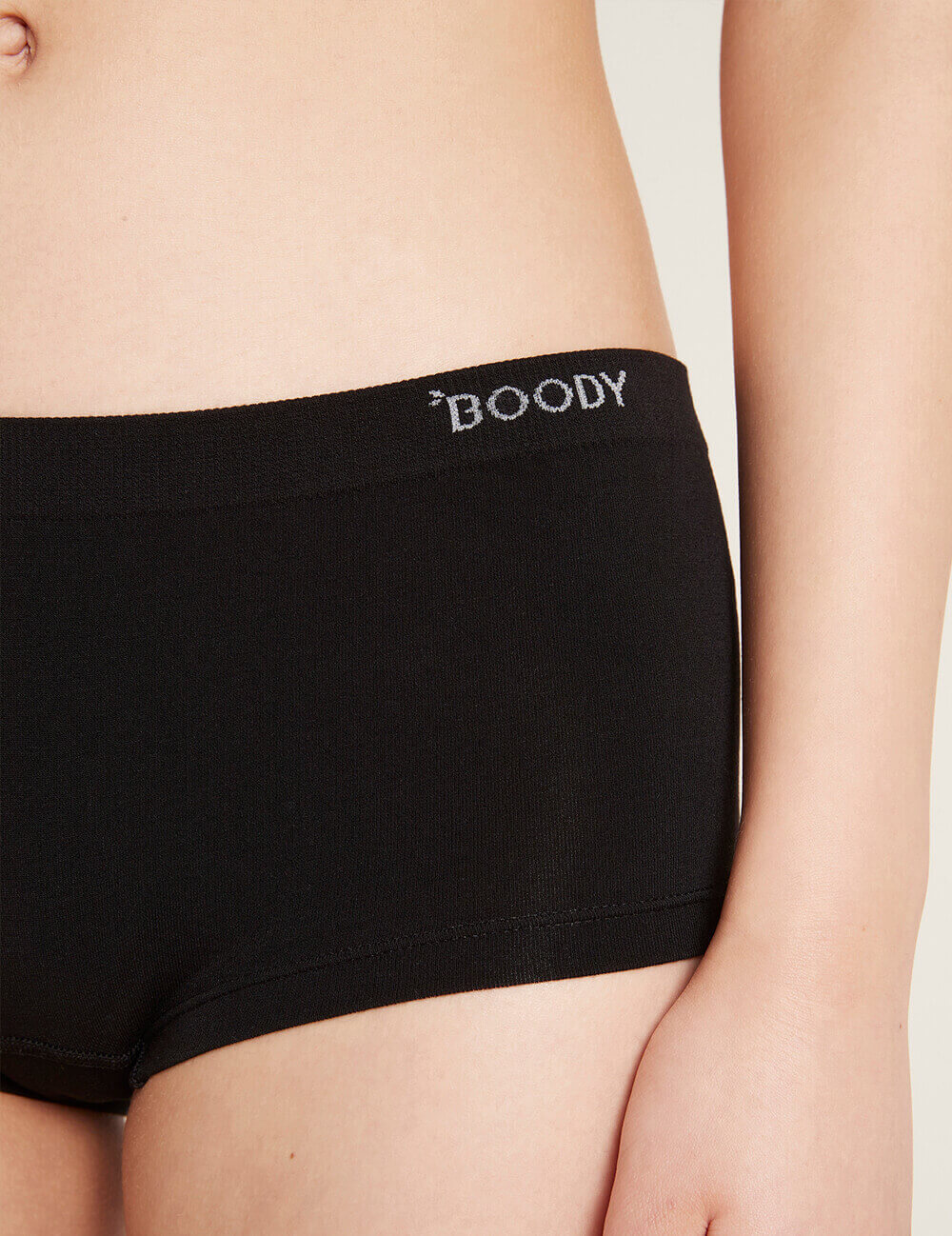 Boody Bamboo Boyleg Brief Boy Short Womens Underwear in Black Close Up