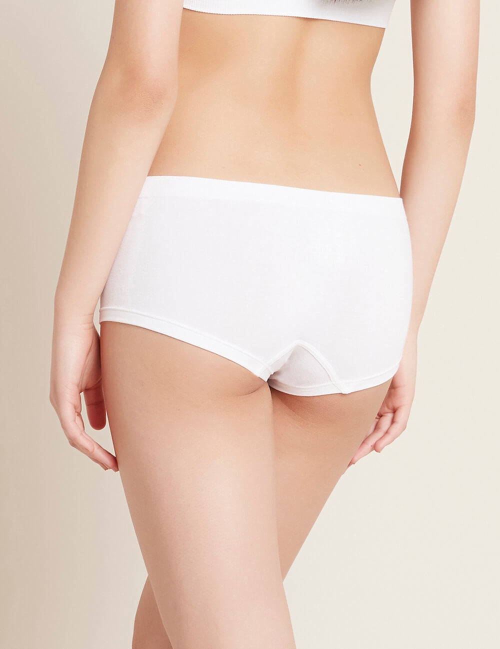 Boody Bamboo Boyleg Brief Boy Short Womens Underwear in White Back  View