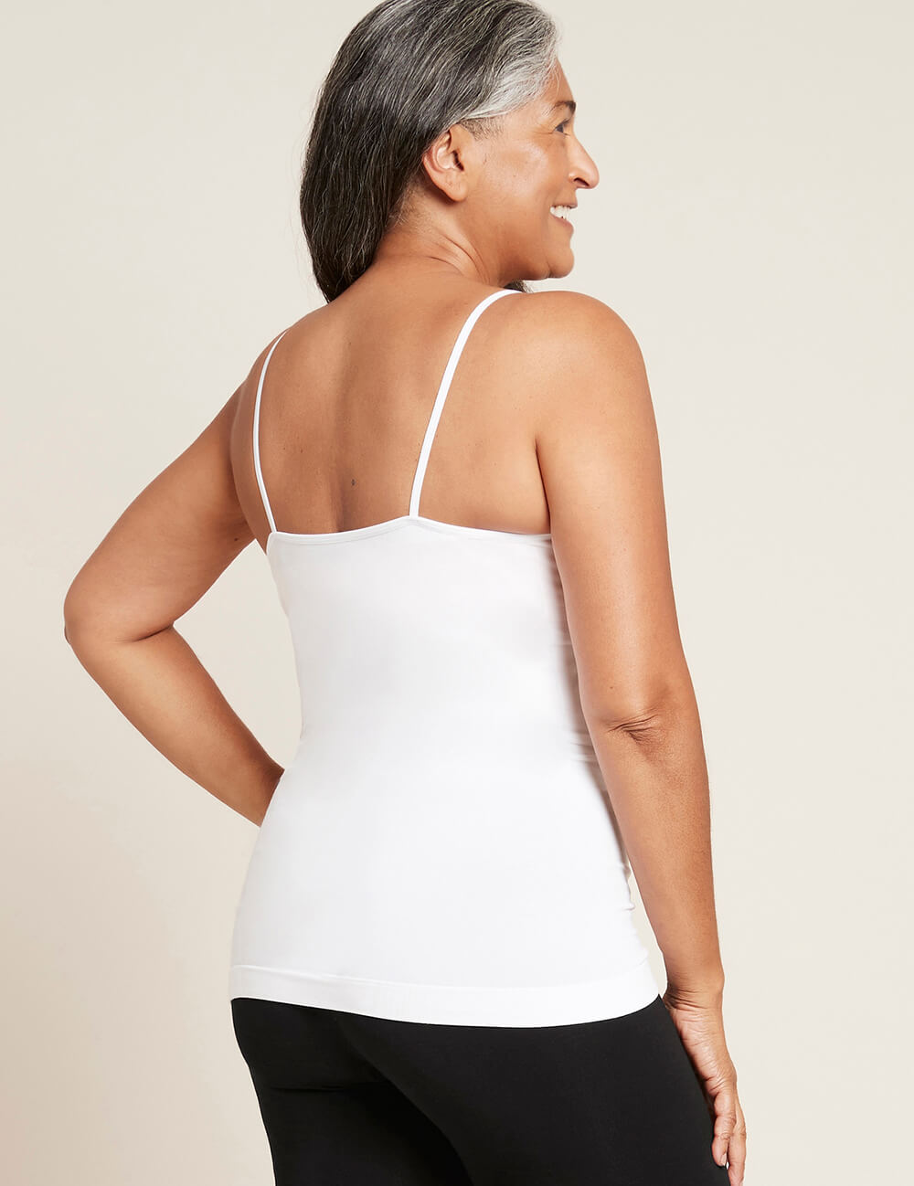 Boody Bamboo Womens Cami Camisole Tank Top Shirt in White Rear View
