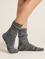 Boody Chunky Bed Socks in White and Black Side
