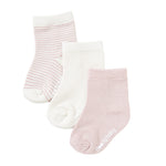 Boody Baby Socks in Pink and White Flat Lay 2