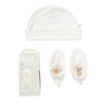 Boody Baby Beanie and Boody Set in White Flat Lay