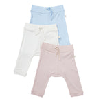 Boody Baby Pull On Pant in Pink, White, and Blue Flat Lay 2