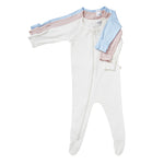 Boody Bamboo Baby Onesie in Pink, Blue, and White Flat Lay