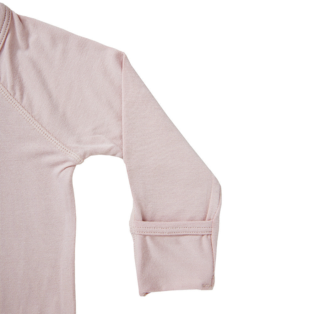 Boody Bamboo Baby Onesie in Pink Flat Lay Arm Detail