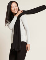 Boody Bamboo Cozy Knit Wrap Scarf in Black Side View