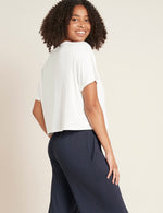 Boody Women's Downtime Crop Tee in Natural White Back