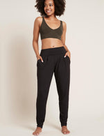 Boody Women's Downtime Lounge Pants in Black Front 3