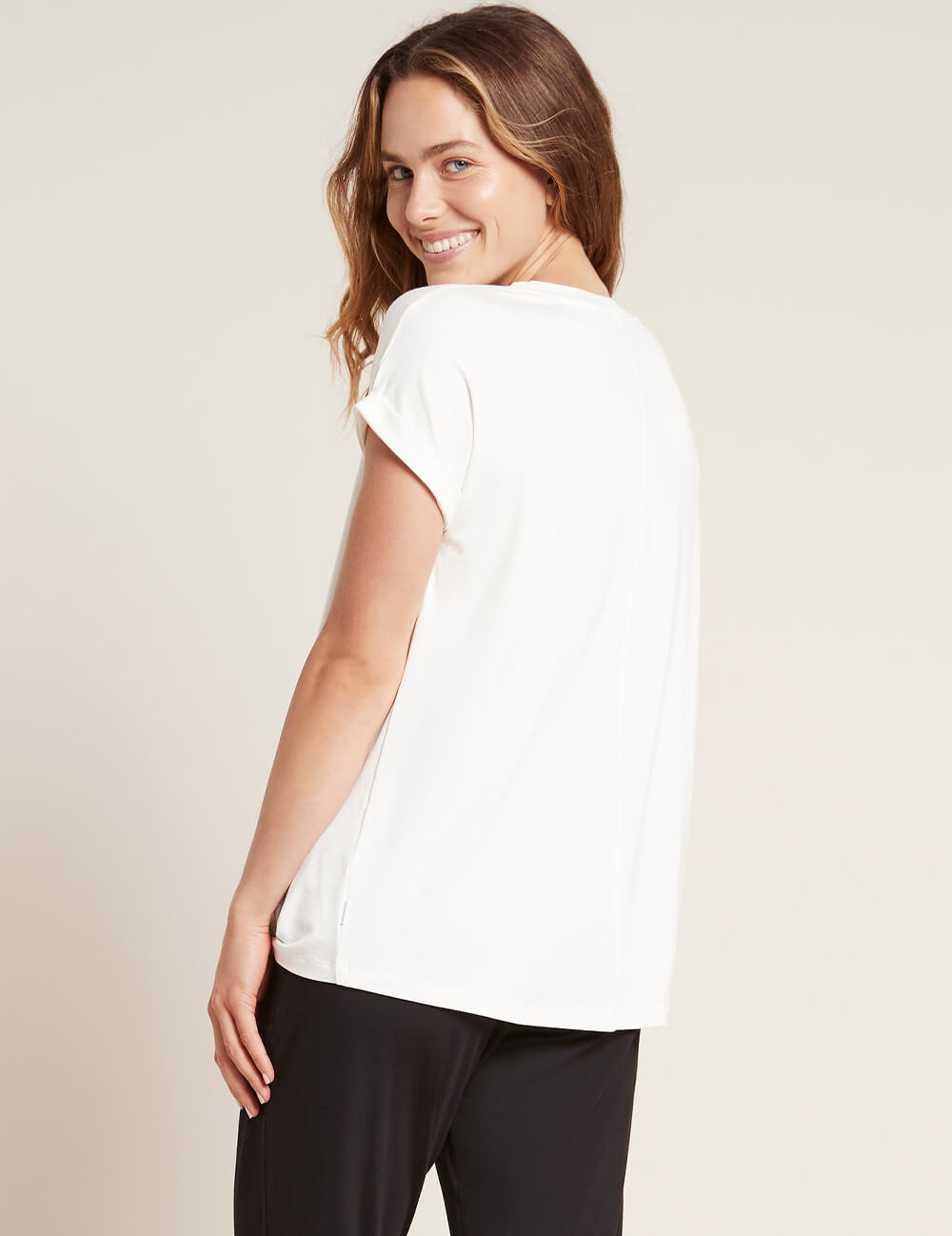 Boody Women's Downtime Lounge Top in White Back