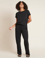 Boody Women's Downtime Wide Leg Lounge Pant in Black Front