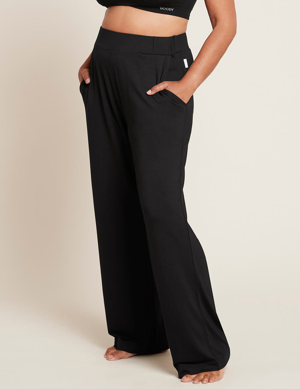 Boody Women's Downtime Wide Leg Lounge Pant in Black Side
