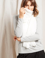 Boody Fringed Hem Scarf for Women in White Front
