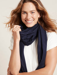 Boody Fringed Hem Scarf for Women in Navy Blue Front