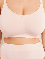 Boody Full Bust Wireless Bra with matching underwear in Nude Front View Close