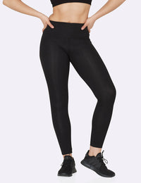Boody Bamboo Active Mid-Rise Full Length Exercise Leggings in Black Front View