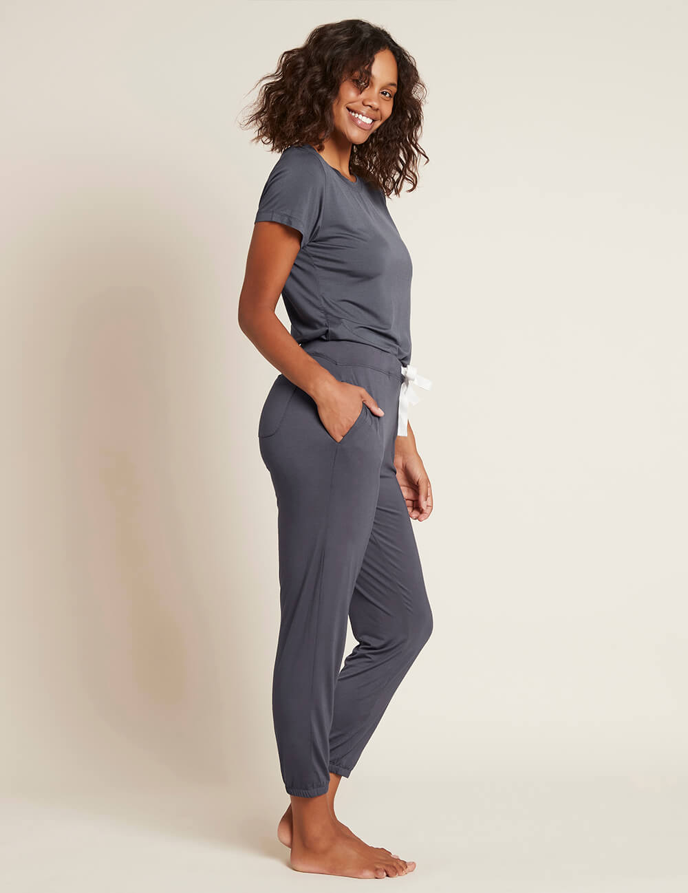 Boody Women's Goodnight Ankle Sleep Pant Storm Grey Side
