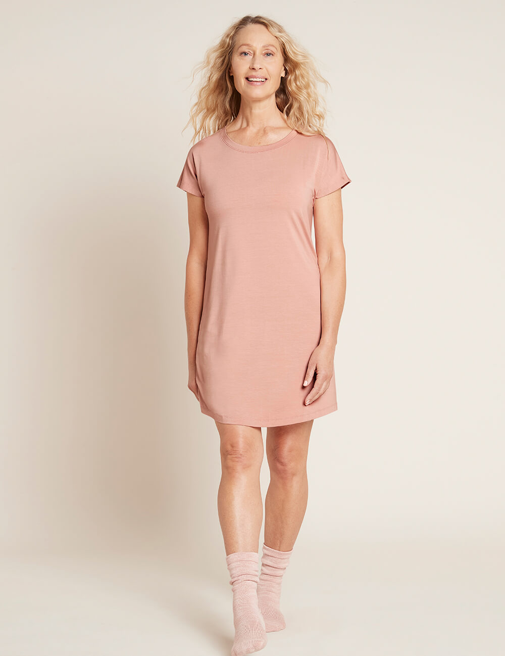 Boody Women's Goodnight Night Dress in Dusty Pink Front