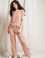 Boody Women's Goodnight Sleep Pant in Dusty Pink Front 2