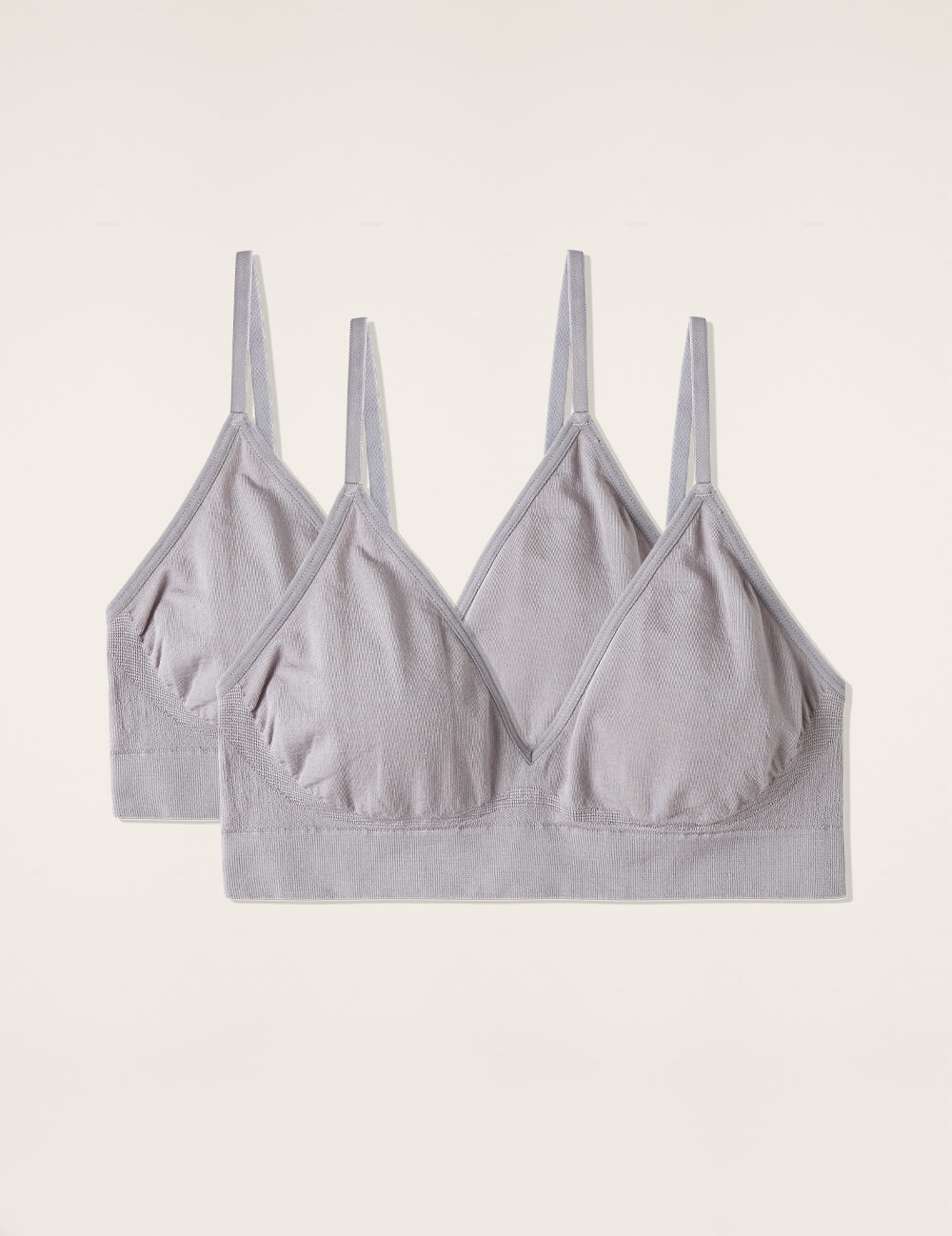 Boody Bamboo 2-pack Lyocell Triangle Bralette in Mist Gray