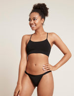Boody Bamboo Lyocell Racerback Bra with matching underwear in Black Front View