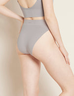 Boody Bamboo Lyocell Ribbed High Leg Brief Underwear with matching bra in Mist Light Grey Side View