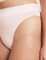 Boody Bamboo Lyocell Ribbed High Leg Brief Underwear with matching bra in Powder Pink Front Detail View