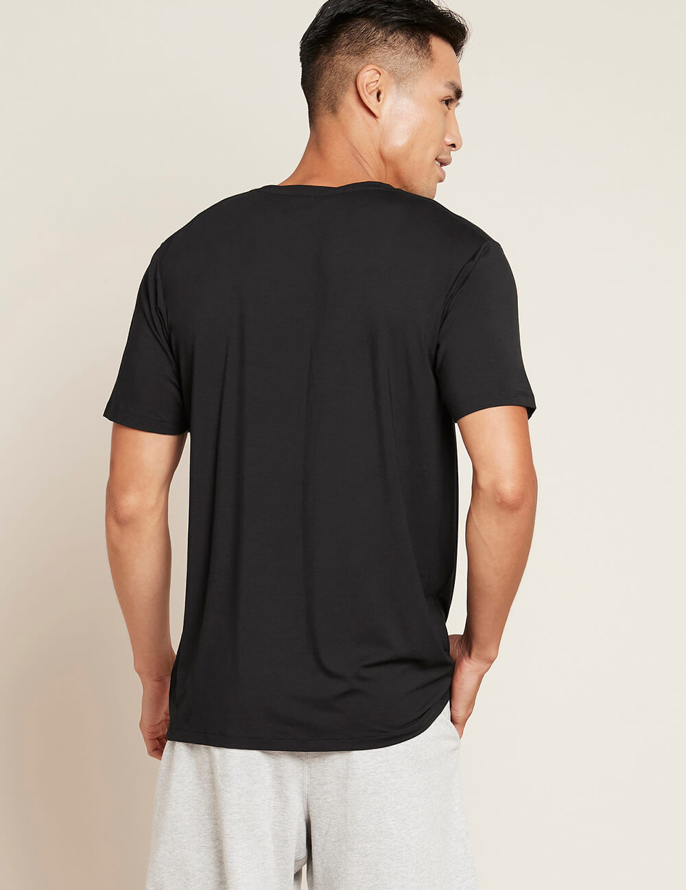 Boody Bamboo Mens Crew Neck Shirt in Black Back View