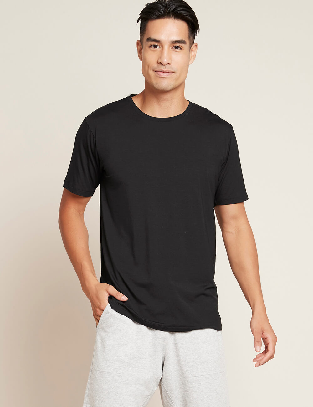 Boody Bamboo Mens Crew Neck Shirt in Black Front View