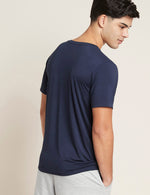 Boody Bamboo Mens Crew Neck Shirt in Navy Blue Back View