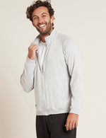 Boody Men's Weekend Zip Up Sweater in Light Grey Front