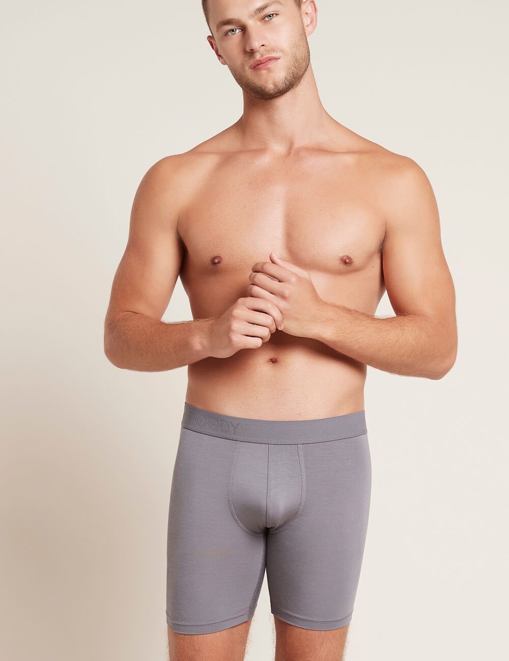 Boody Men's Everyday Long Boxer in Ash Grey Front 2