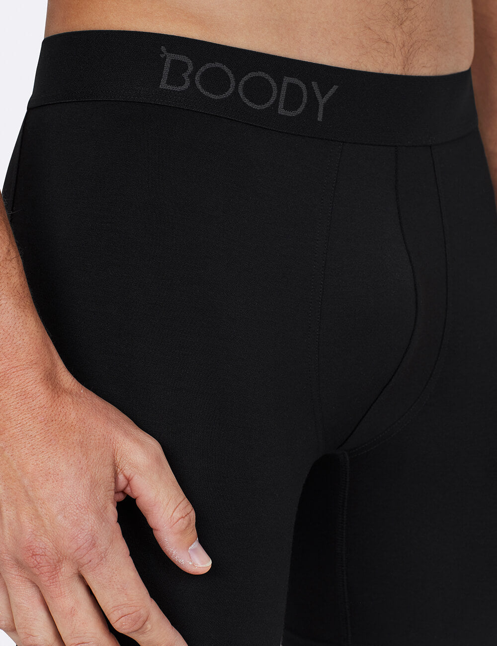 Boody Men's Everyday Long Boxer in Black Detail
