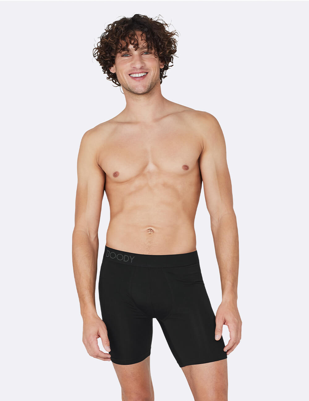Boody Men's Everyday Long Boxer in Black Front 2