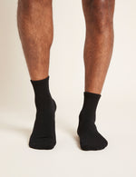 Boody Men's Cushioned Quarter Crew Socks Black Front