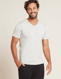Boody Men's V-Neck T-Shirt in Light Grey Front