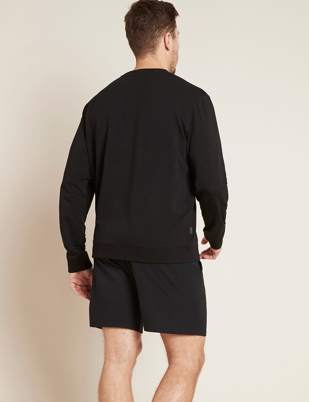 Boody Bamboo Mens Crew Pullover Sweater in Black Back View