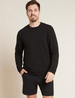 Boody Bamboo Mens Crew Pullover Sweater in Black Front View